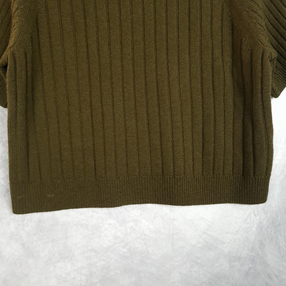 ME+EM Sweater Womens Medium Green Merino Cashmere Rib Crop Short Sleeve Knit - Picture 8 of 16